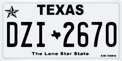 TX license plate DZI2670