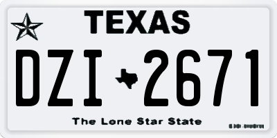 TX license plate DZI2671