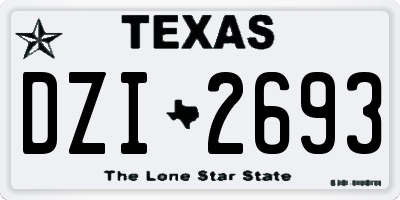TX license plate DZI2693