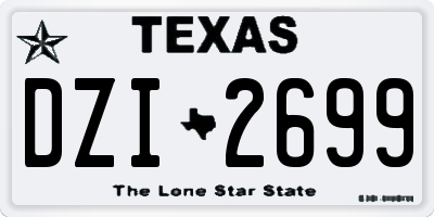 TX license plate DZI2699