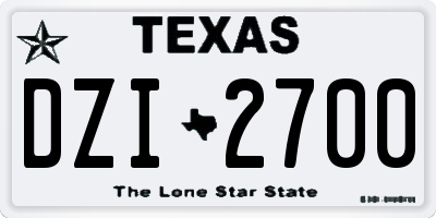 TX license plate DZI2700