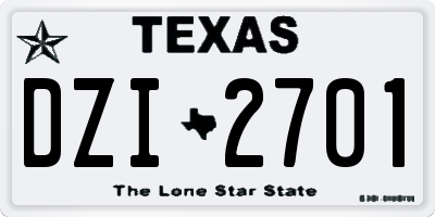 TX license plate DZI2701