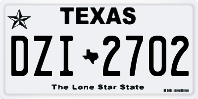 TX license plate DZI2702