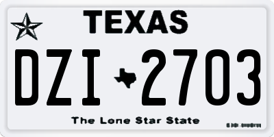 TX license plate DZI2703