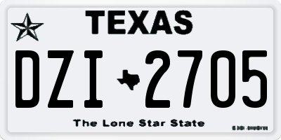 TX license plate DZI2705