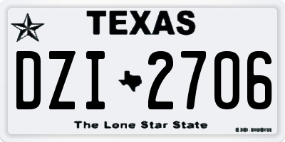 TX license plate DZI2706