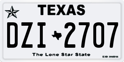 TX license plate DZI2707