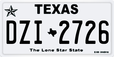 TX license plate DZI2726