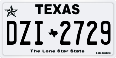 TX license plate DZI2729