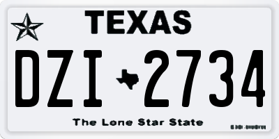 TX license plate DZI2734
