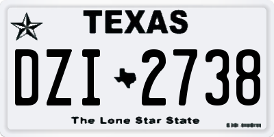TX license plate DZI2738