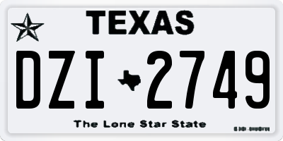 TX license plate DZI2749