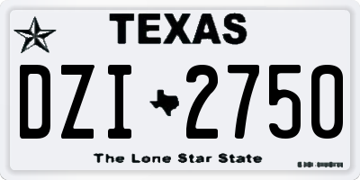 TX license plate DZI2750