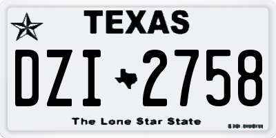TX license plate DZI2758