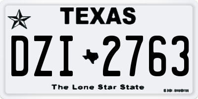 TX license plate DZI2763