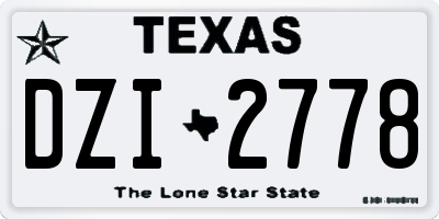 TX license plate DZI2778