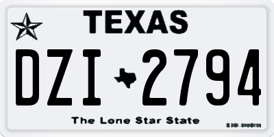 TX license plate DZI2794