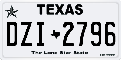 TX license plate DZI2796
