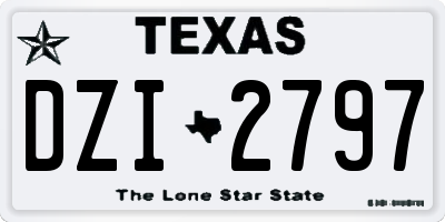 TX license plate DZI2797