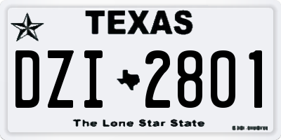 TX license plate DZI2801