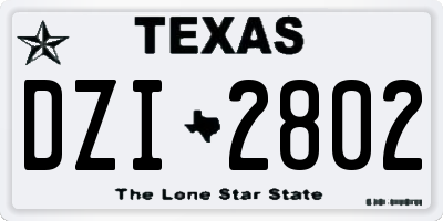 TX license plate DZI2802
