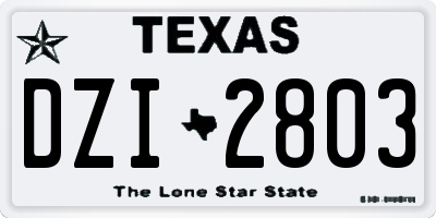 TX license plate DZI2803
