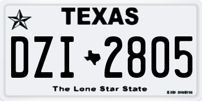 TX license plate DZI2805
