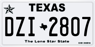TX license plate DZI2807