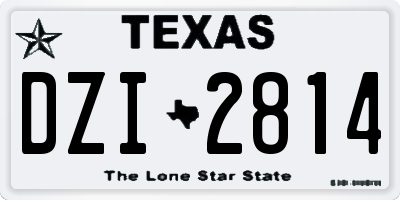 TX license plate DZI2814