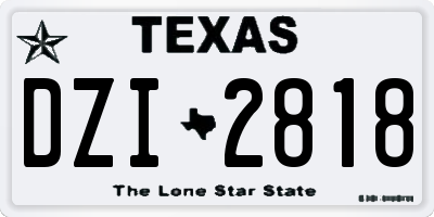TX license plate DZI2818