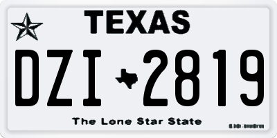 TX license plate DZI2819