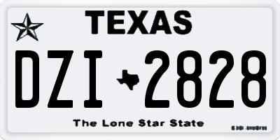 TX license plate DZI2828
