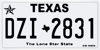 TX license plate DZI2831