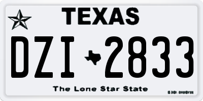 TX license plate DZI2833