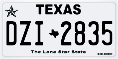 TX license plate DZI2835