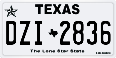 TX license plate DZI2836