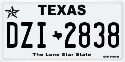 TX license plate DZI2838