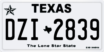 TX license plate DZI2839
