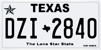 TX license plate DZI2840