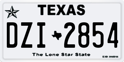 TX license plate DZI2854