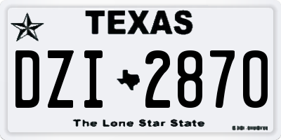 TX license plate DZI2870