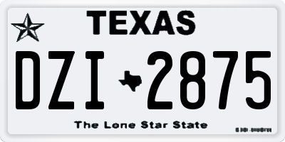 TX license plate DZI2875