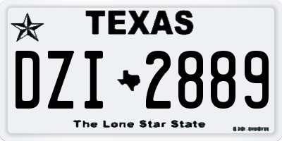 TX license plate DZI2889