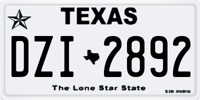 TX license plate DZI2892