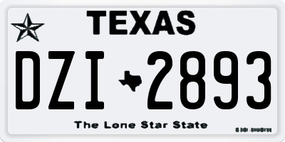 TX license plate DZI2893