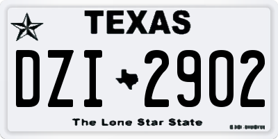 TX license plate DZI2902