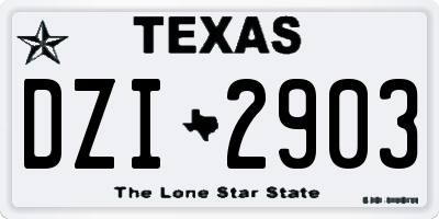 TX license plate DZI2903