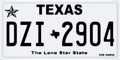 TX license plate DZI2904