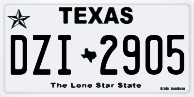 TX license plate DZI2905