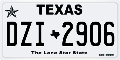 TX license plate DZI2906